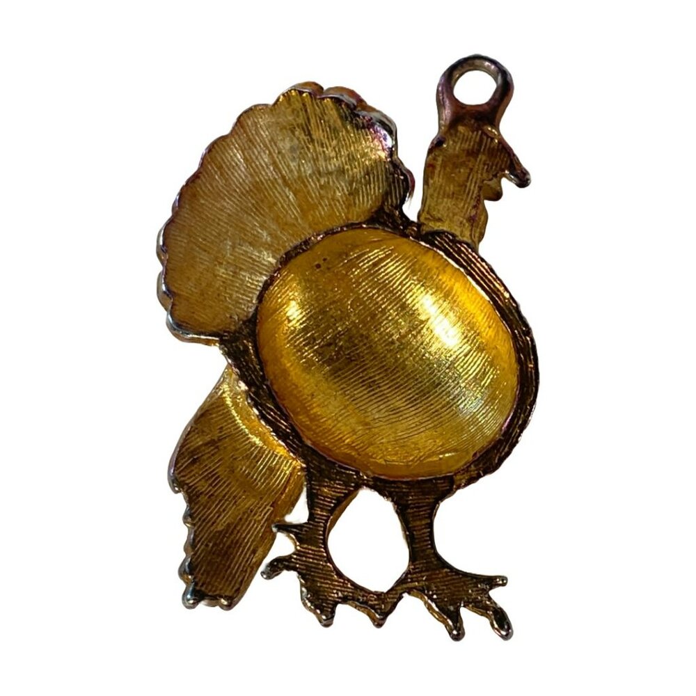 VTG Turkey Gold-Coppertone w/Iridescence Thanksgiving Necklace Pendant-No Chain - Picture 4 of 8